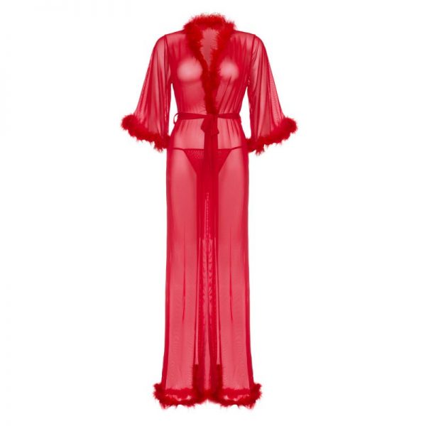 Sexy vestaglia red marabou - immagine 3